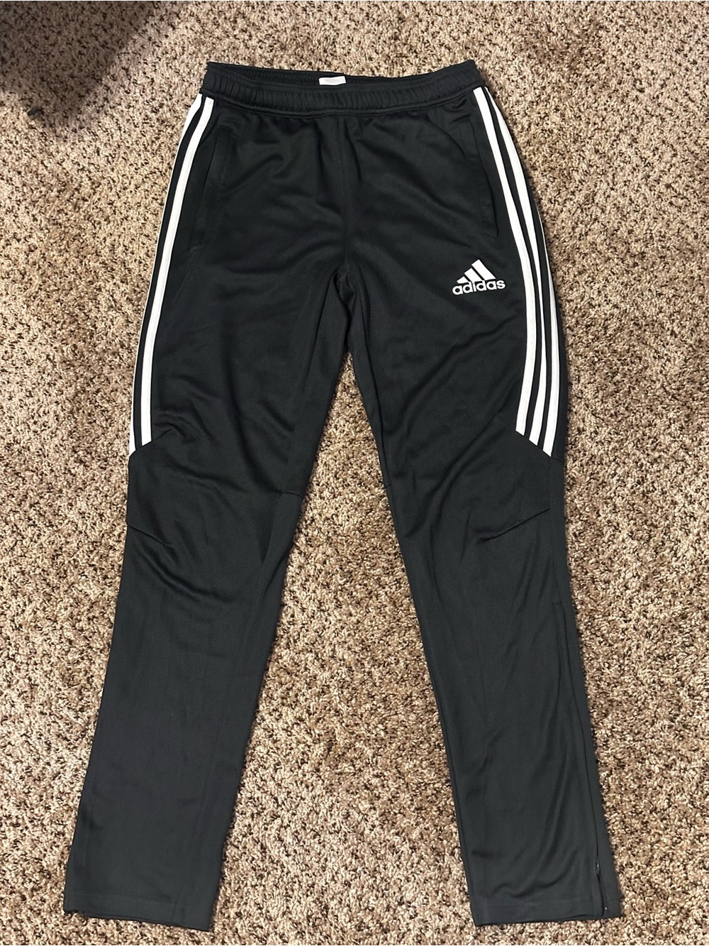 Adidas Boys 3-Stripes Track Pants Black White Size L 13-14
